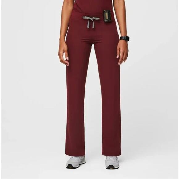 FIGS Livingston Basic Scrub Pants in Burgundy Womens Size Large Tall - Picture 1 of 7